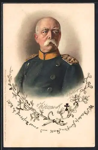 AK Fürst Otto von Bismarck, gerahmtes Portrait