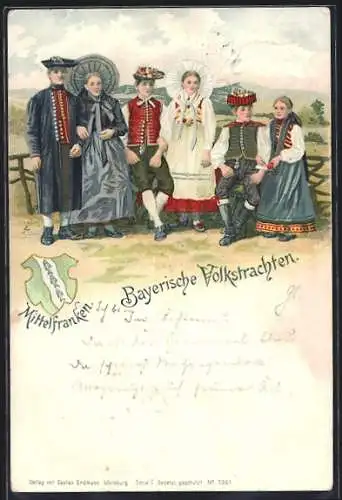 AK Bayerische Volkstrachten, Paare aus Mittelfranken