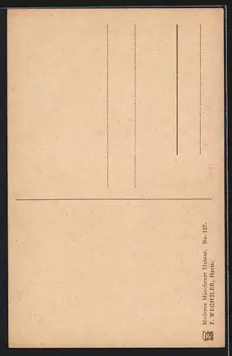 Künstler-AK sign. F. Wechsler: Herta mit blauer Schleife im Haar