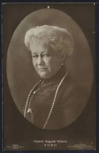 AK Kaiserin Auguste Victoria Königin von Preussen, Gest. 1921