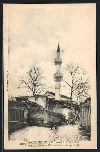 AK Salonique / Saloniki, Minaret à deux préchoirs