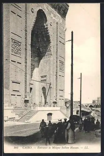 AK Cairo, entrance to mosque Sultan Hassan
