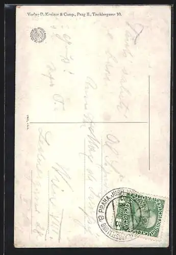Künstler-AK Praha, Jubilejni vystava 1908, Navratilova restaurace u Slona