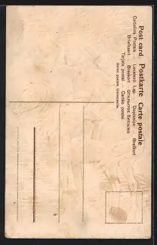 Lithographie Behüt Dich Gott!, Reiter mit Trompete am Fluss