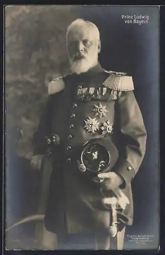 AK König Ludwig III. von Bayern in Uniform mit Orden