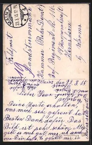 Künstler-AK P. O. Engelhard (P.O.E.): Säugling mit Schirmmütze, Gewehr und Schnuller