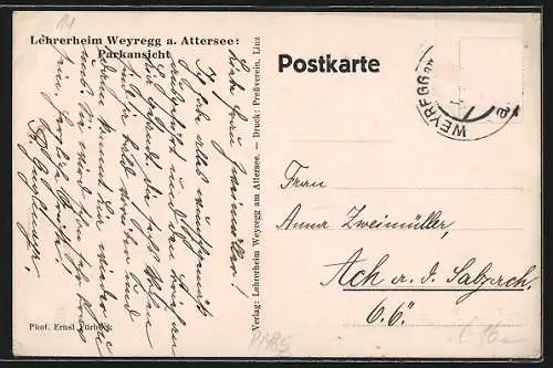 AK Weyregg a. Attersee, Parkansicht des Lehrerheims