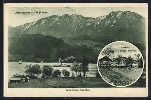 AK Nussdorf am Attersee, Parschallen, Gasthaus zur schönen Aussicht, Inh. Franz Ecker