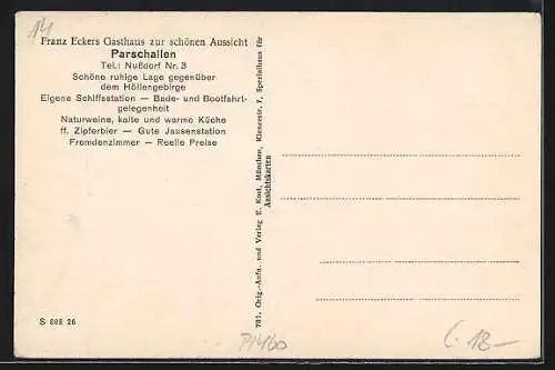 AK Nussdorf am Attersee, Parschallen, Gasthaus zur schönen Aussicht, Inh. Franz Ecker