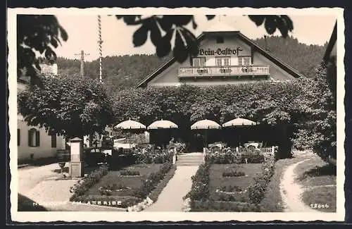 AK Nussdorf am Attersee, Bräu-Gasthof mit Terrasse und Garten