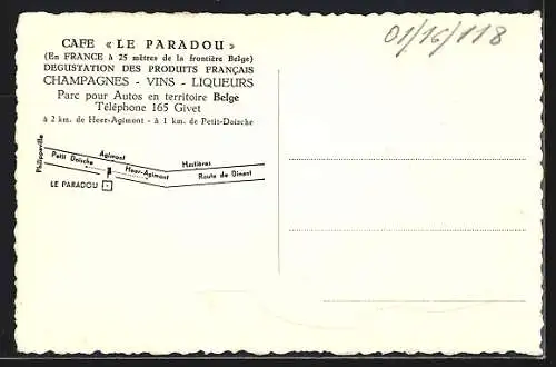 AK Heer-Agimont, Cafe francais Le Paradou, Route de Agimont