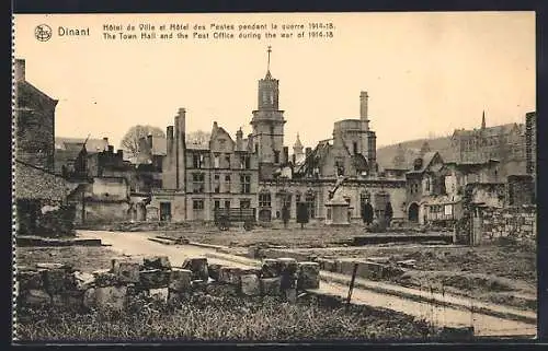 AK Dinant, Hotel de Ville et Hotel des Postes pendant la guerre 1914-18