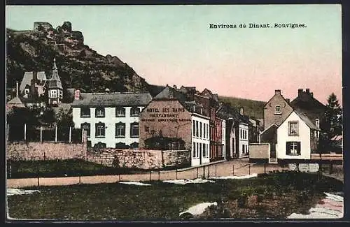 AK Bouvignes /Dinant, Hotel des Bains, Ortspartie