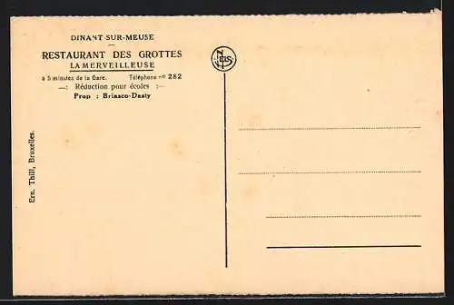 AK Dinant-sur-Meuse, Restuartn des Grottes Briasco-Dasty