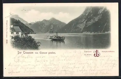 AK Ebensee, Dampfer auf dem Traunsee