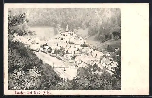 AK Laufen bei Bad Ischl, Teilansicht mit Brücke