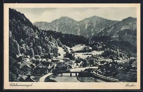 AK Laufen /Salzkammergut, Teilansicht mit Brücke