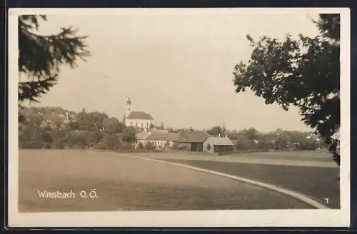 AK Wimsbach /O. Ö., Ortspartie mit Kirche