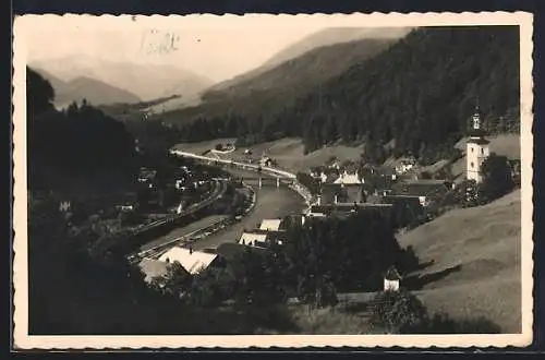 AK Lauffen bei Bad Ischl, Teilansicht mit Brücke