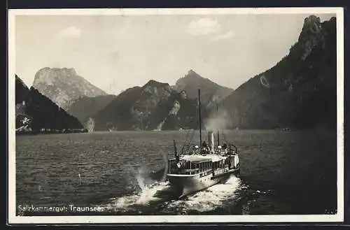 AK Salzkammergut, Dampfer auf dem Traunsee