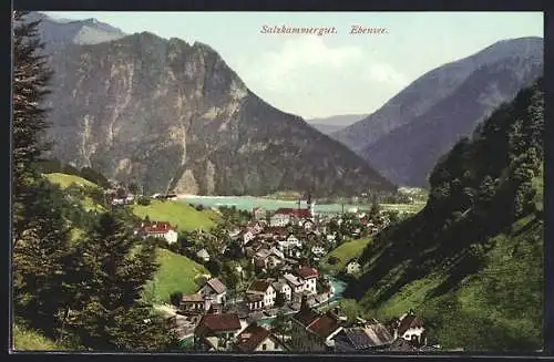 AK Ebensee, Blick auf den Ort