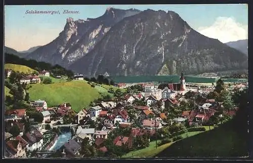 AK Ebensee /Salzkammergut, Teilansicht mit Bergen