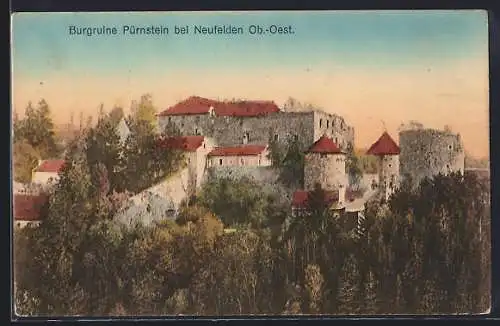 AK Pürnstein bei Neufelden, Blick zur Burgruine