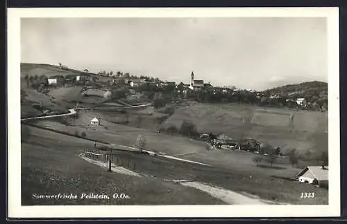 AK Peilstein /O. Oe., Panorama mit Kirche und Strassenpartie