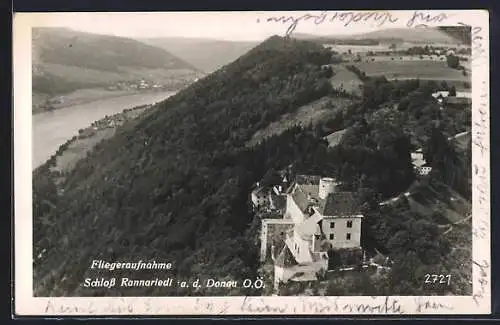 AK Rannariedl a. d. Donau, Blick auf das Schloss, Fliegeraufnahme