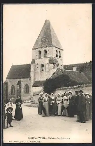 AK Sury-en-Vaux, Toilettes berrichonnes devant l`église