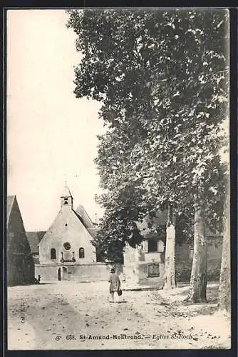 AK Saint-Amand-Montrond, Église St-Roch et allée arborée