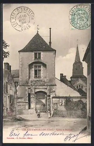 AK Les Aix-d`Angillon, Église et Donjon