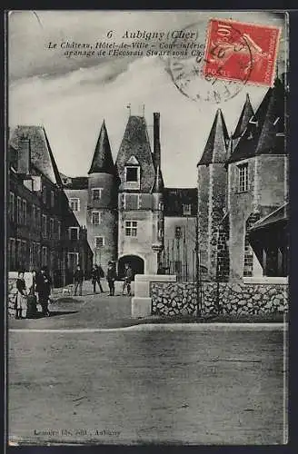 AK Aubigny, Le Château, Hôtel-de-Ville et Coquillerie, grange de l`Écossais Stuart sous Charles VII