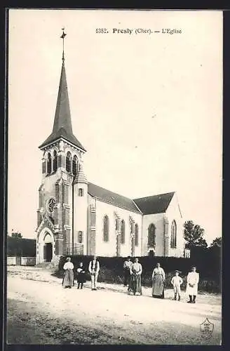 AK Presly, L`Église et habitants devant l`église