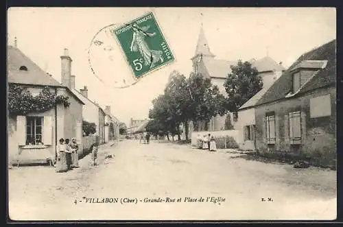 AK Villabon, Grande-Rue et Place de l`Église