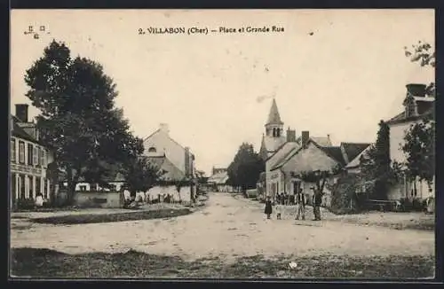 AK Villabon, Place et Grande Rue