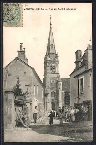 AK Méntou-Salon, Rue de Font-Bertrange et l`église au fond
