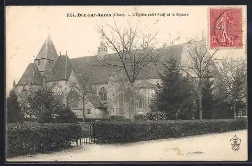 AK Dun-sur-Auron, L`Église (côté Sud) et le Square
