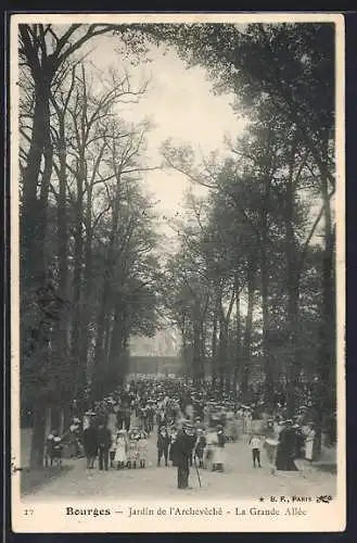 AK Bourges, Jardin de l`Archevêché, La Grande Allée