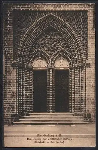 AK Brandenburg a. H., Haupteingang zum altstädtischen Rathaus, Giebelseite, Schusterstrasse