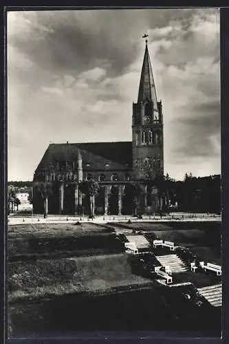 Foto-AK Eberswalde, Treppe zur Kirche