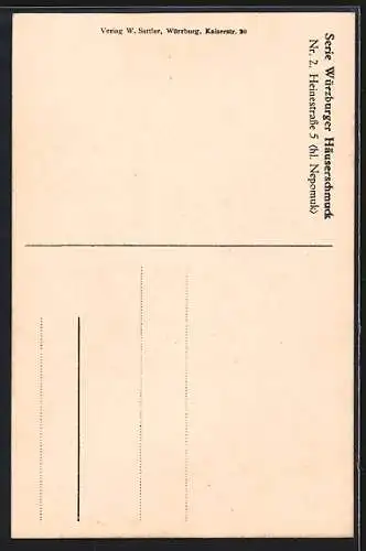 AK Würzburg, Würzburger Häuserschmuck, Heiliger Nepomuk, Heinestrasse 5