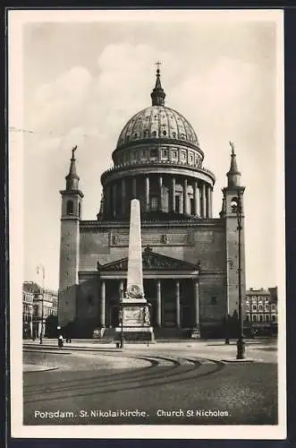 AK Potsdam, St. Nikolaikirche und Denkmal