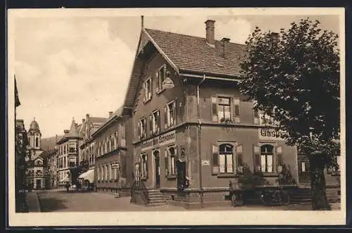 AK Oberkirch /Renchtal, Gasthaus zum Schwanen mit Strassenpartie