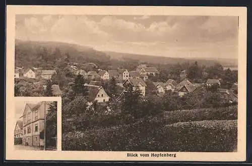 AK Winterstein / Thür., Ortsansicht vom Hopfenberg aus gesehen, Gasthaus zum Thüringer Wald