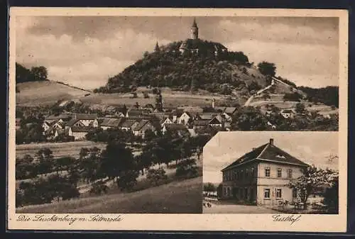 AK Seitenroda, Gasthof am Ostabhang d. Leuchtenburg, Leuchtenburg mit Ort