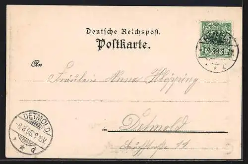 Lithographie Hameln, Osterstrasse und Gertrudenbrunnen