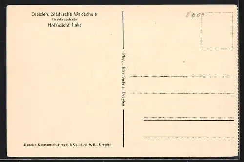 AK Dresden-Neustadt, Hofansicht der städtischen Waldschule