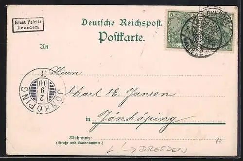 Lithographie Dresden, Truppeneinzug 1871, Kronprinz Albert von Sachsen an der Spitze seiner Kämpfer