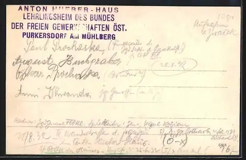 AK Purkersdorf am Mühlberg, Lehrlingsheim Anton Hueber-Haus, Franz Domes-Lehrsaal